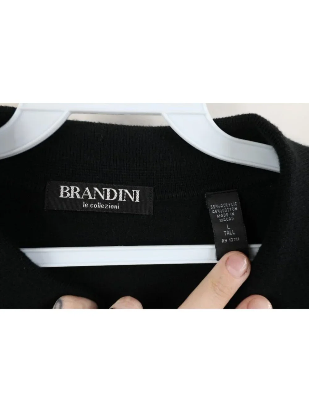 Vintage 90s Streetwear Mens Large Tall Faded Blank Knit Collared Sweater Black